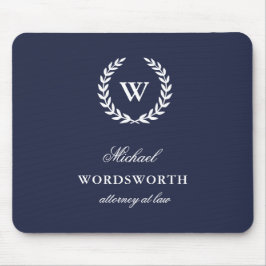 Monogram Classic Elegant Business Blue Mousepad Muismat