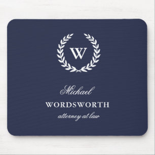 Monogram Classic Elegant Business Blue Mousepad Muismat