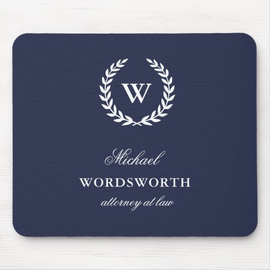 Monogram Classic Elegant Business Blue Mousepad Muismat (Voorkant)