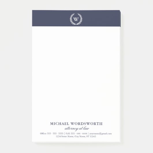 Monogram Classic Elegant Business Post-it® notes (Voorkant)