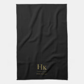 Monogram Classic Elegant Eenvoudig Minimaal Zwart  Theedoek (Verticaal)