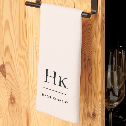 Monogram Classic Elegant Eenvoudige Minimale Blush Theedoek