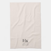 Monogram Classic Elegant Eenvoudige Minimale Blush Theedoek (Verticaal)