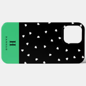 Monogram Classic Elegant Hearts Zwart en Groen Case-Mate iPhone Case (Achterkant (horizontaal))