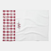 Monogram Classic Elegant Minimaal Rood en Wit Theedoek (Horizontaal)