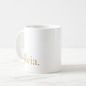 Monogram Classic Elegant Minimaal Wit Goud Koffiemok (Voorkant links)