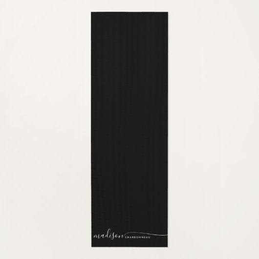 Monogram Classic Elegant Minimaal Wit Zwart Yogamat (Voorkant)