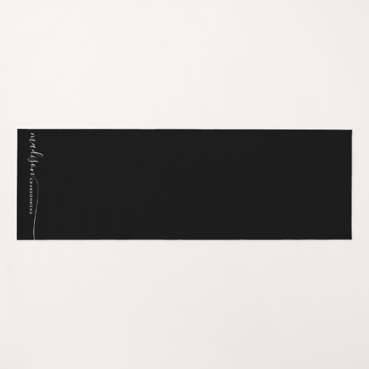 Monogram Classic Elegant Minimaal Wit Zwart Yogamat (Voorkant (horizontaal))