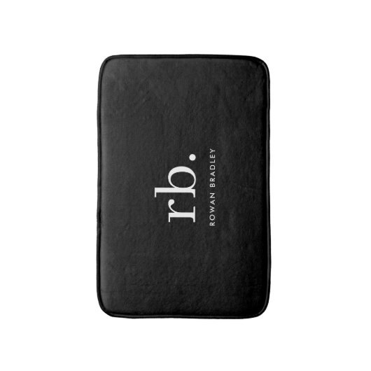 Monogram Classic Elegant Minimal Black en White Badmat (Voorkant Verticaal)