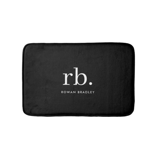 Monogram Classic Elegant Minimal Black en White Badmat (Voorkant)