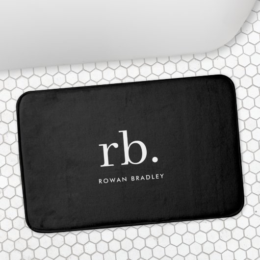 Monogram Classic Elegant Minimal Black en White Badmat