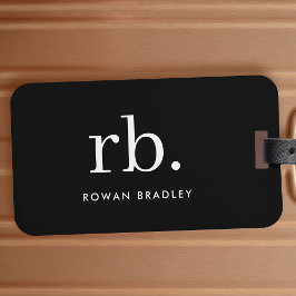 Monogram Classic Elegant Minimal Black en White Bagagelabel