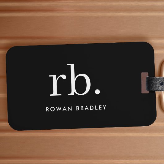 Monogram Classic Elegant Minimal Black en White Bagagelabel