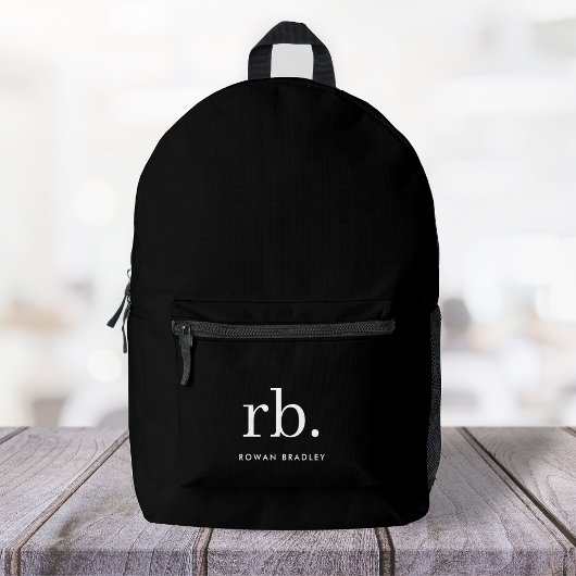 Monogram Classic Elegant Minimal Black en White Bedrukte Rugzak