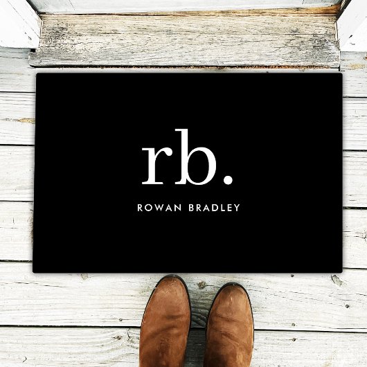 Monogram Classic Elegant Minimal Black en White Deurmat