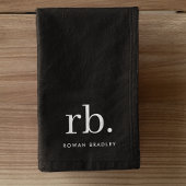 Monogram Classic Elegant Minimal Black en White Handdoek