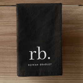 Monogram Classic Elegant Minimal Black en White Handdoek