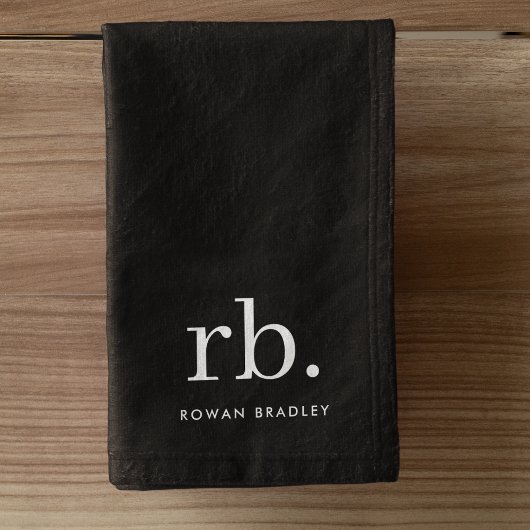 Monogram Classic Elegant Minimal Black en White Handdoek
