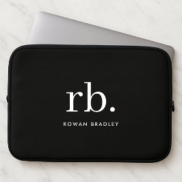 Monogram Classic Elegant Minimal Black en White Laptop Sleeve