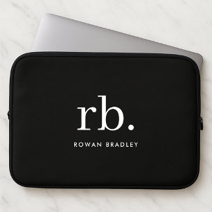 Monogram Classic Elegant Minimal Black en White Laptop Sleeve