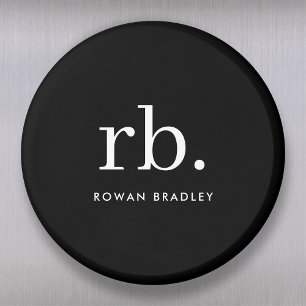 Monogram Classic Elegant Minimal Black en White Magneet