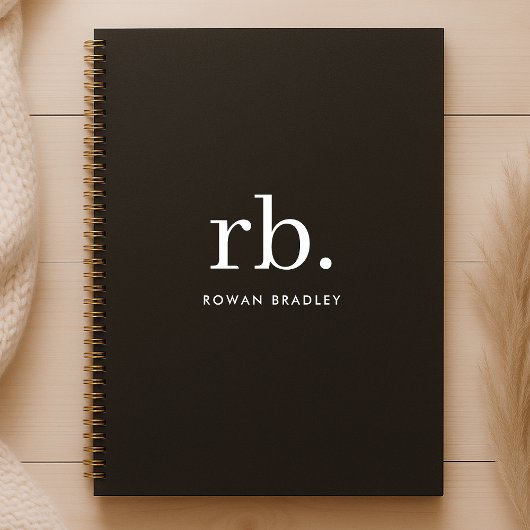 Monogram Classic Elegant Minimal Black en White Notitieboek