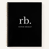 Monogram Classic Elegant Minimal Black en White Notitieboek (Voorkant)