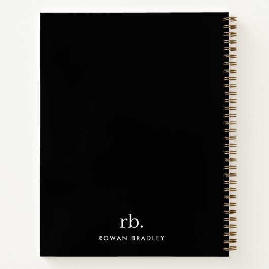 Monogram Classic Elegant Minimal Black en White Notitieboek (Achterkant)