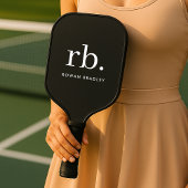 Monogram Classic Elegant Minimal Black en White Pickleball Paddle