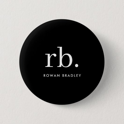Monogram Classic Elegant Minimal Black en White Ronde Button 5,7 Cm (Voorkant)