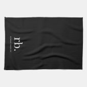 Monogram Classic Elegant Minimal Black en White Theedoek (Horizontaal)