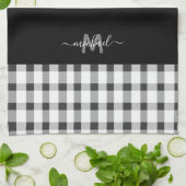 Monogram Classic Elegant Minimal Black en White Theedoek (Gevouwen)