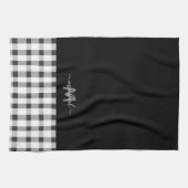 Monogram Classic Elegant Minimal Black en White Theedoek (Horizontaal)