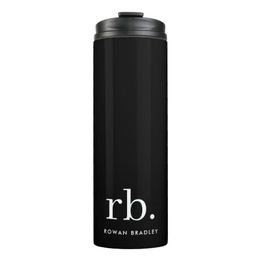 Monogram Classic Elegant Minimal Black en White Thermosbeker (Voorkant)