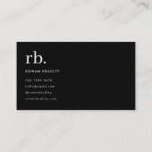 Monogram Classic Elegant Minimal Black en White Visitekaartje (Achterkant)