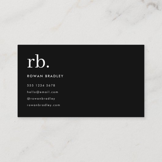 Monogram Classic Elegant Minimal Black en White Visitekaartje (Achterkant)