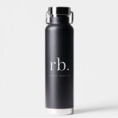 Monogram Classic Elegant Minimal Black en White Waterfles (Voorkant)