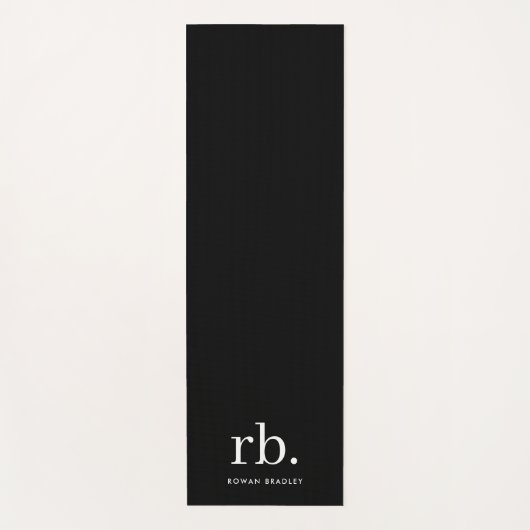 Monogram Classic Elegant Minimal Black en White Yogamat (Voorkant)