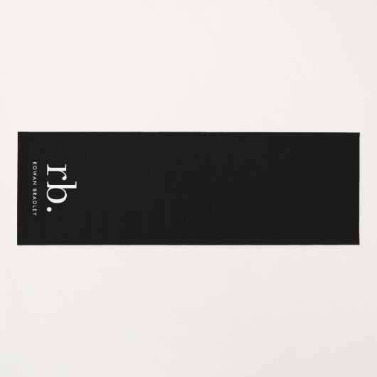 Monogram Classic Elegant Minimal Black en White Yogamat (Voorkant (horizontaal))