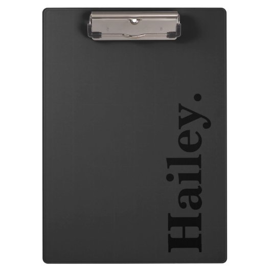 Monogram Classic Elegant Minimal Black Naam Klembord (Voorkant)