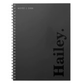 Monogram Classic Elegant Minimal Black Naam Notitieboek (Voorkant)