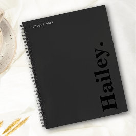 Monogram Classic Elegant Minimal Black Naam Notitieboek