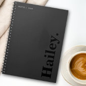 Monogram Classic Elegant Minimal Black Naam Notitieboek