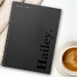 Monogram Classic Elegant Minimal Black Naam Notitieboek