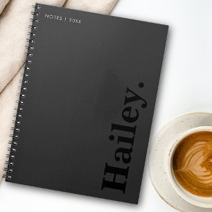 Monogram Classic Elegant Minimal Black Naam Notitieboek