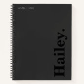 Monogram Classic Elegant Minimal Black Naam Notitieboek (Voorkant)