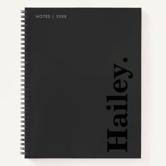 Monogram Classic Elegant Minimal Black Naam Notitieboek (Voorkant)