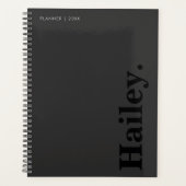Monogram Classic Elegant Minimal Black Naam Planner (Voorkant)