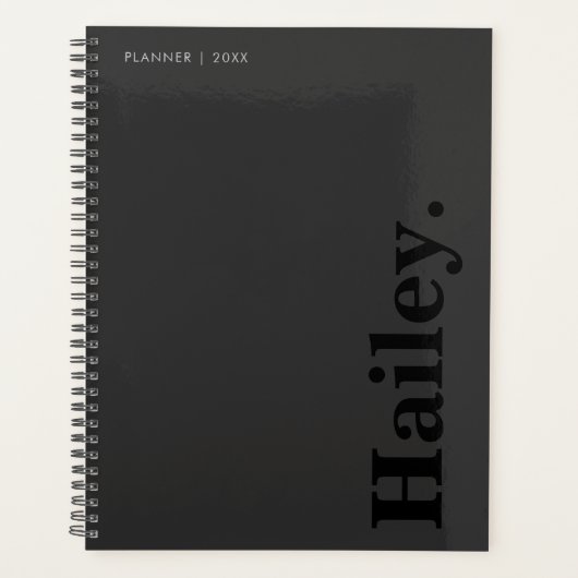 Monogram Classic Elegant Minimal Black Naam Planner (Voorkant)
