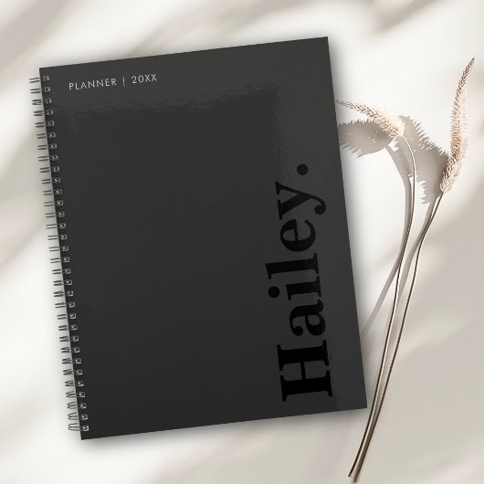 Monogram Classic Elegant Minimal Black Naam Planner